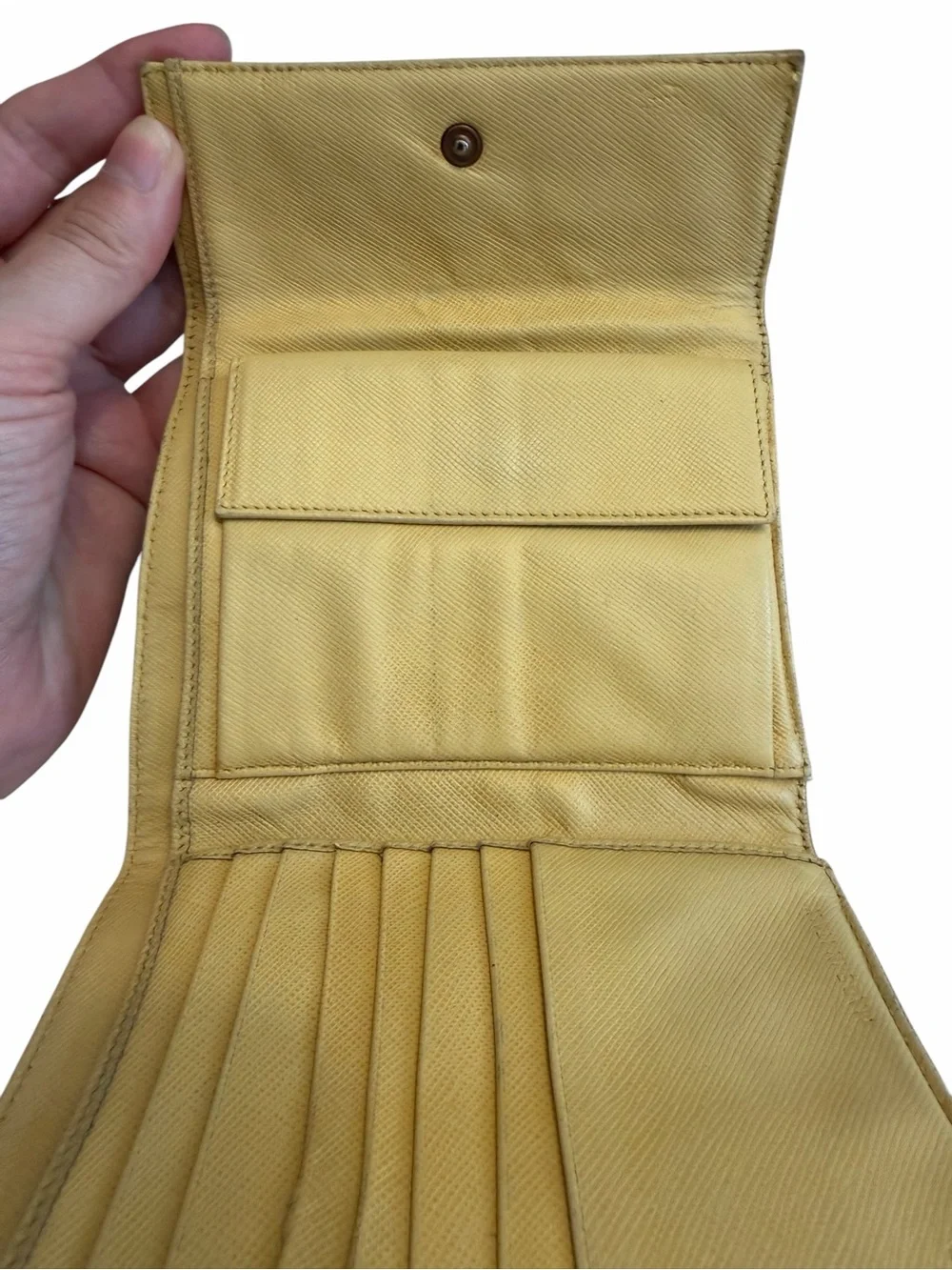 Prada Mustard Yellow Nylon Envelope Wallet with Triangular Logo